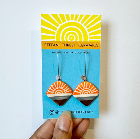Orange Sun/Grey Luster Dangle Earrings