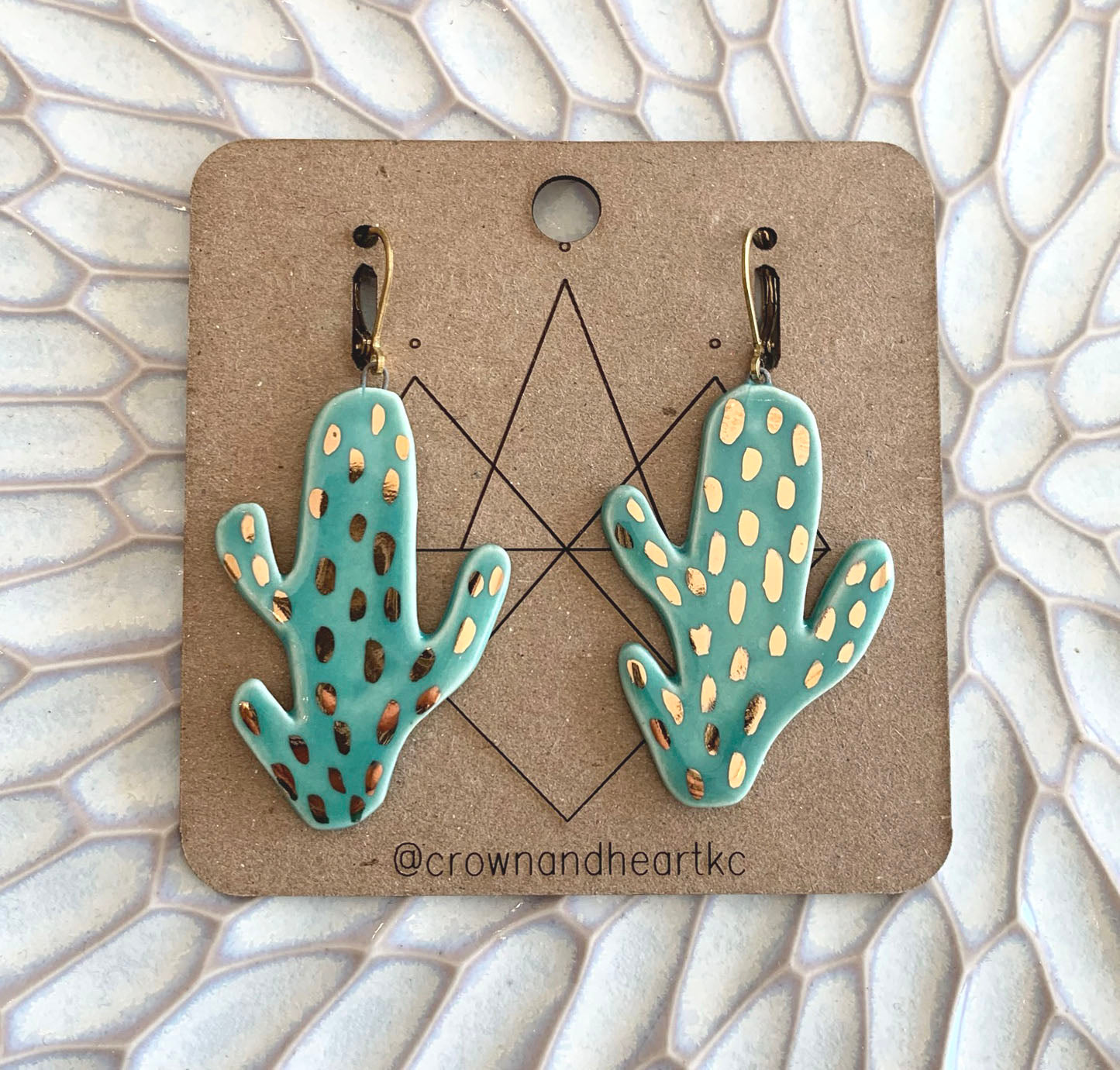 Crown & Heart - Handmade Earrings - Cactus Dangle