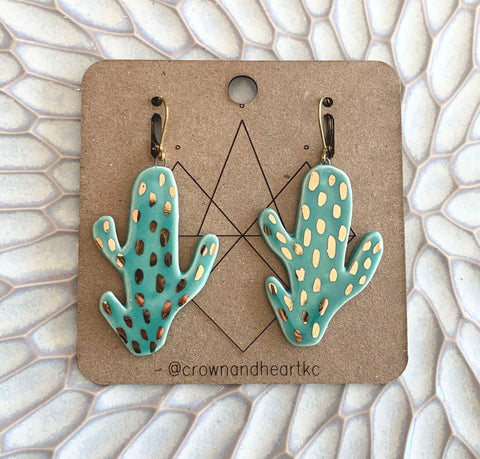 Crown & Heart - Handmade Earrings - Cactus Dangle