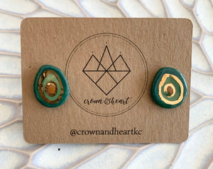 Crown and Heart - Handmade Earrings - Foodie Studs