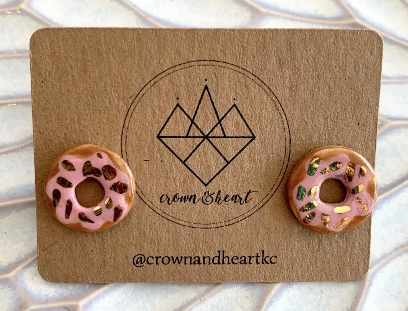 Crown & Heart - Handmade Earrings - Foodie Studs